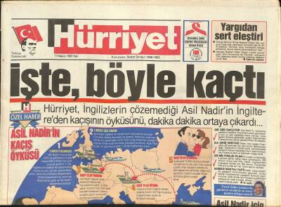 Hürriyet Gazetesi 11 Mayıs 1993 - Asil Nadirin İngiltereden Kaçışı, Cindy Crawford, Süleyman Demirel Özel GZ126324 - 1