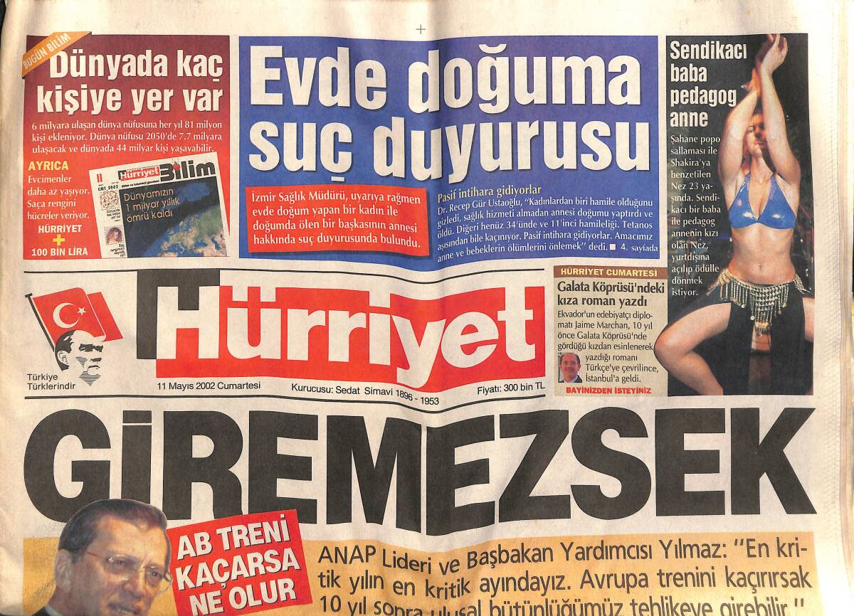 Hürriyet Gazetesi 11 Mayıs 2002 - Gökçek'e Soruşturma Bombardımanı - AB Treni Kaçarsa Ne Olur ? GZ157291 - 1