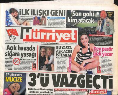 Hürriyet Gazetesi 11 Mayıs 2013 - Beşar Esad Zehirli Gaz Kullanıyor - İnönüde Tarihi Gece GZ106191 - 1
