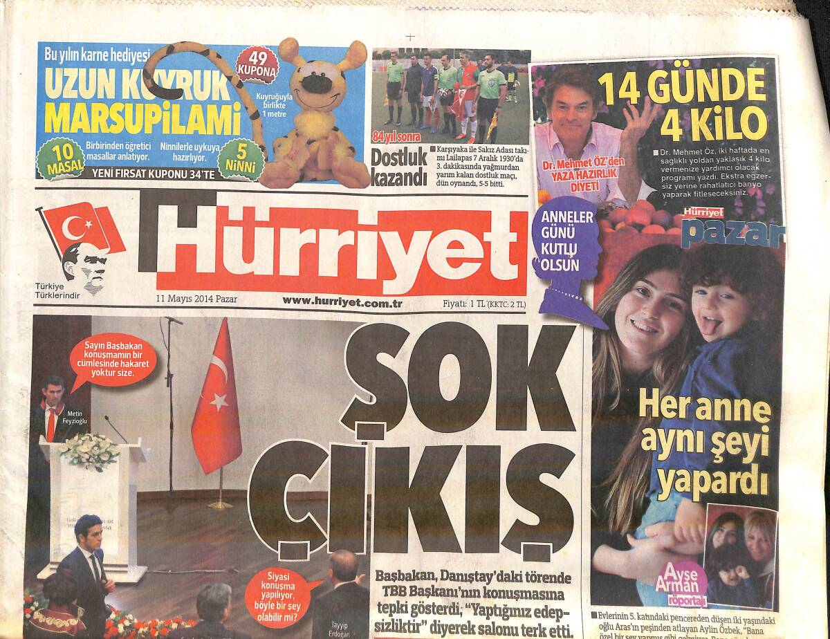 Hürriyet Gazetesi 11 Mayıs 2014 - Felipe Melo ''Dilimi Mi Keseyim ? '' GZ159689 - 1