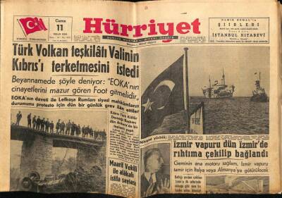 Hürriyet Gazetesi 11 Nisan 1958 - Türk Volkan Teşkilatı Valinin Kıbrısı Terketmesini İstedi GZ68888 - 2