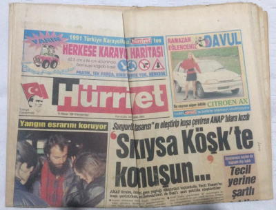 Hürriyet Gazetesi 11 Nisan 1991 - Sıkıysa Köşkte Konuşun - GZ17841 - 1