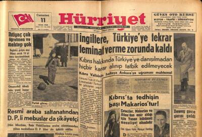 Hürriyet Gazetesi 11 Ocak 1958 - Kıbrısta Tedhişin Başı Makariostur ! GZ81076 - 1