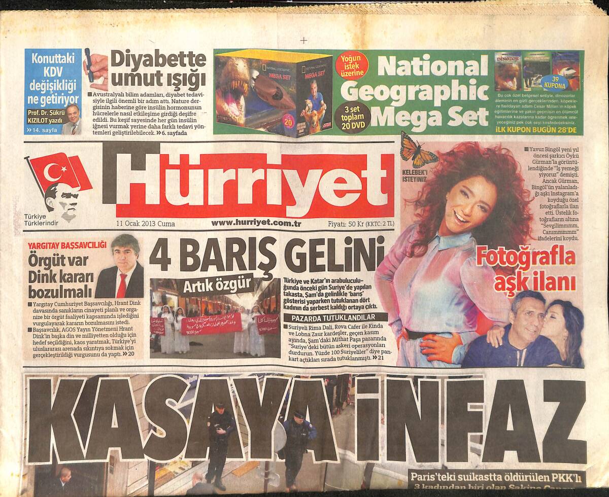 Hürriyet Gazetesi 11 Ocak 2013 - Türkiye 12 Dalda Oscar'a Aday - Öcalan'a TV Verilecek GZ159606 - 1
