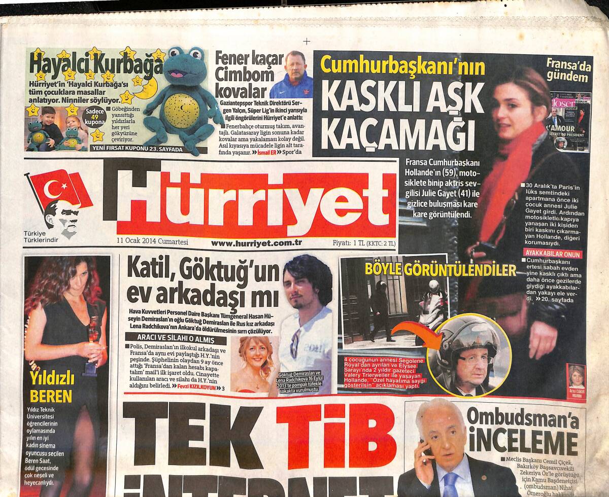 Hürriyet Gazetesi 11 Ocak 2014 - Zekeriya Öz , Çağlayan'a Veda Etti - Yıldızlı Beren Saat GZ159659 - 1