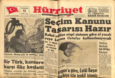 Hürriyet Gazetesi 11 Şubat 1961 - Bir Türk , Kansere Karşı İlaç Keşfetti GZ67454 - 1