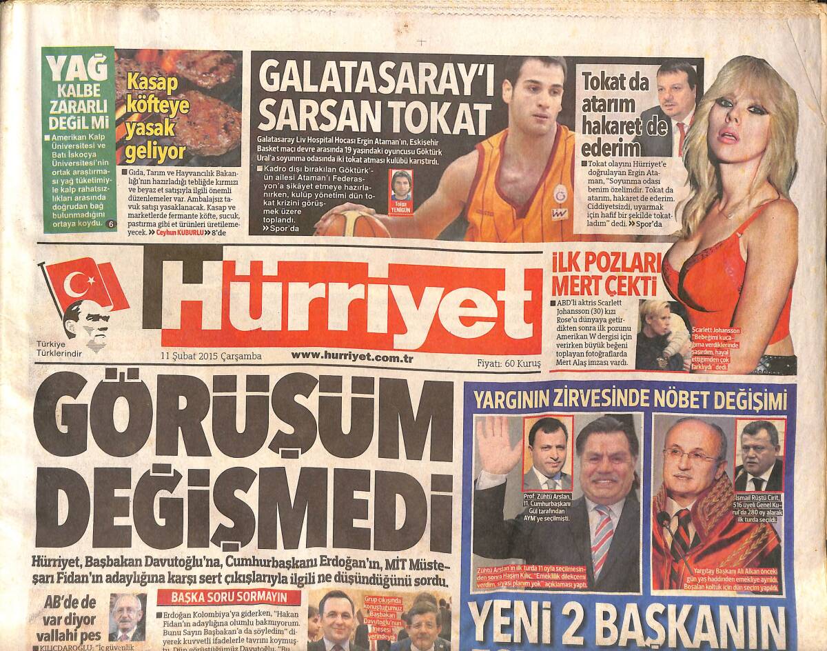 Hürriyet Gazetesi 11 Şubat 2015 - Galatasaray'ı Sarsan Tokat - Müzeyyen Senar Toprağa Verildi GZ155242 - 1