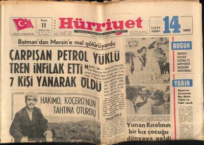 Hürriyet Gazetesi 11 Temmuz 1965 - Yunan Kıralı İle Papandreunun Arası Çok Açıldı GZ68689 - 1