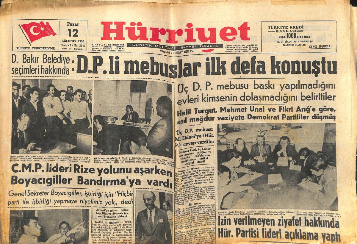 Hürriyet Gazetesi 12 Ağustos 1956 - Paris Yeni Bir Leslie Caron Buldu - Andrea Doria Neden Battı GZ146908 - 1