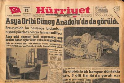 Hürriyet Gazetesi 12 Ağustos 1957 - Asya Gribi Güney Anadoludada Görüldü GZ90800 - 1