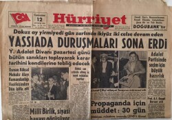Hürriyet Gazetesi 12 Ağustos 1961 - Yassıada Duruşmaları Sona Erdi - GZ16469 - 2