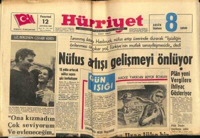 Hürriyet Gazetesi 12 Ağustos 1963 - Nüfus Artışı Gelişmeyi Önlüyor, Bursalılar Fenerbahçeyi Yuhaladı GZ55014 - 1