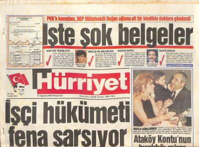 Hürriyet Gazetesi 12 Ağustos 1993 - Gürkandan Çillere Rest - Michael Jackson Geliyor - Zonguldakta Doğalgaz Umudu GZ127537 - 1
