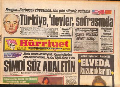 Hürriyet Gazetesi 12 Aralık 1987 - Adile Teyzemizi Kaybettik - Reagan-Gorbaçev Zirvesinde,Son Sürpriz Gelişme GZ126740 - 1