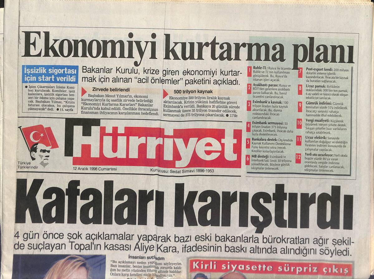 Hürriyet Gazetesi 12 Aralık 1998 - Hülya Avşar: Halkın Sanatçısıyım - Morgül Aşkı Tanıdı GZ153436 - 1