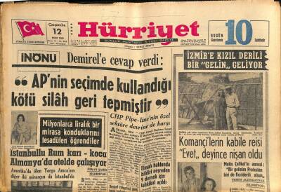 Hürriyet Gazetesi 12 Ekim 1966 - Kipriyanu Türkiyeden Yumuşak Bir Dille Bahsetti GZ117456 - 1