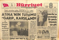 Hürriyet Gazetesi 12 Eylül 1967 - Atinanın Tutumu Garip Karşılandı GZ103474 - 2