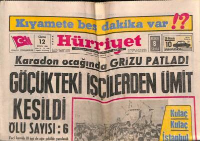 Hürriyet Gazetesi 12 Eylül 1969 - Karadon Ocağında GRİZU Patladı , Göçükteki İşçilerden Ümit Kesildi GZ72025 - 1