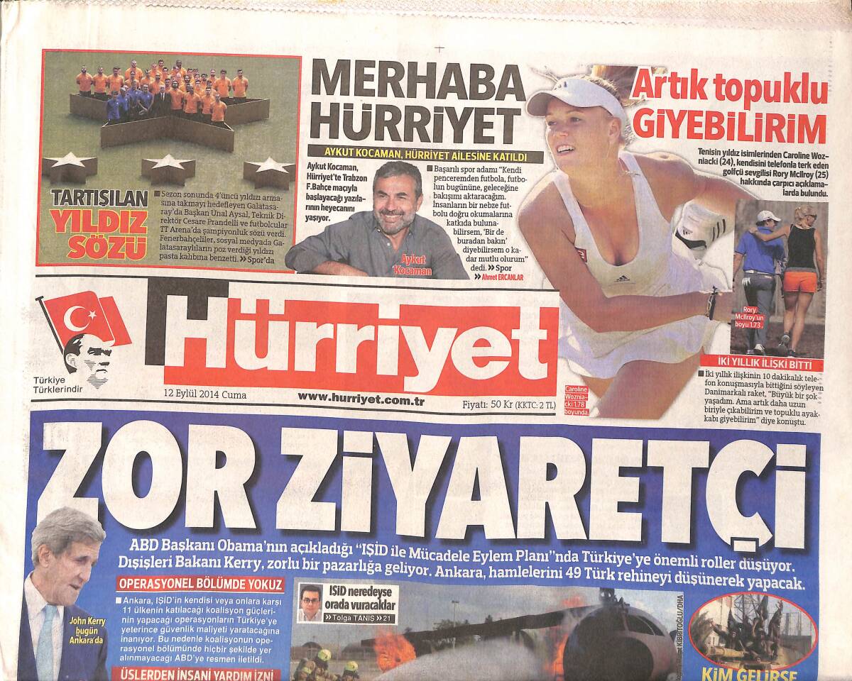 Hürriyet Gazetesi 12 Eylül 2014 - Özal'ın Ölümünde İkisi De Şüpheli - Açık Havada Tarkan Rekoru GZ155249 - 1