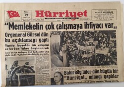 Hürriyet Gazetesi 12 Haziran 1960 - Orgeneral Gürsel Açıklama Yaptı Yurtta Topyekün Bir Çalışma Seferberliğine Başlanacak GZ16520 - 1