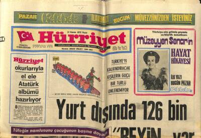 Hürriyet Gazetesi 12 Kasım 1972 - Yurt Dışında 126 Bin Beyin Var GZ55028 - 1