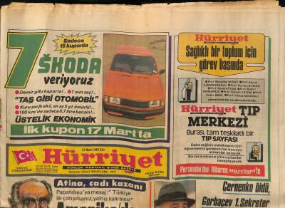 Hürriyet Gazetesi 12 Mart 1985 - Bağdat Bombalandı , Tahranda Alarm GZ81628 - 1