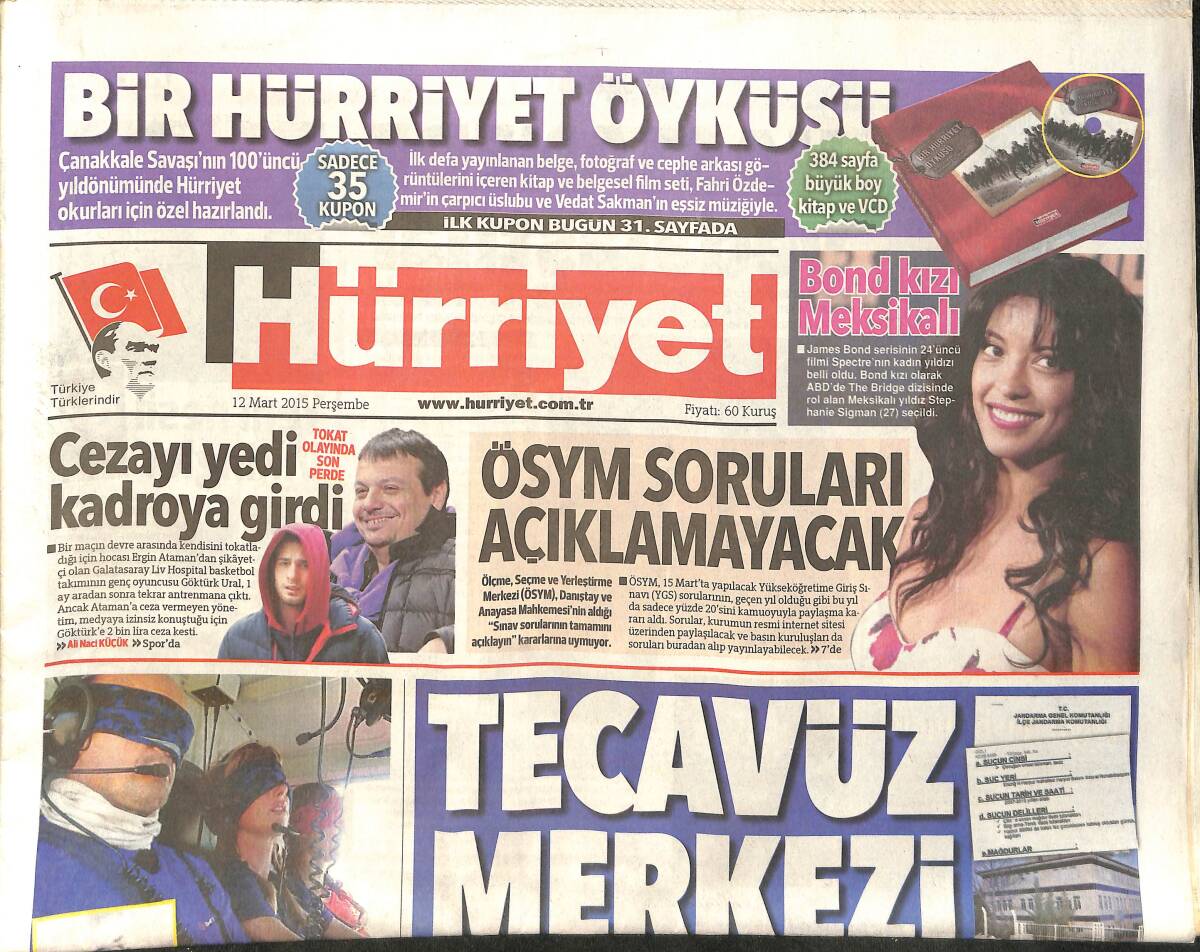 Hürriyet Gazetesi 12 Mart 2015 - ÖSYM Soruları Açıklamayacak - Doğan Ve Aytemiz Güçlerini Birleştirdi GZ159642 - 1