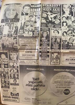 Hürriyet Gazetesi 12 Mayıs 1980 - Gazino Afişleri Sezen Aksu - Erhan Tunay - Talha Özmen - Berrin Özer GZ69179 - 2