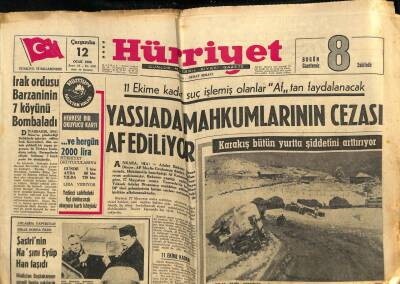Hürriyet Gazetesi 12 Ocak 1966 - Yassıada Mahkumlarının Cezası Affediliyor GZ72583 - 2