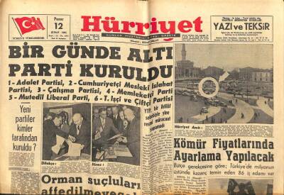 Hürriyet Gazetesi 12 Şubat 1961 - Bir Günde Altı Parti Kuruldu GZ67455 - 1