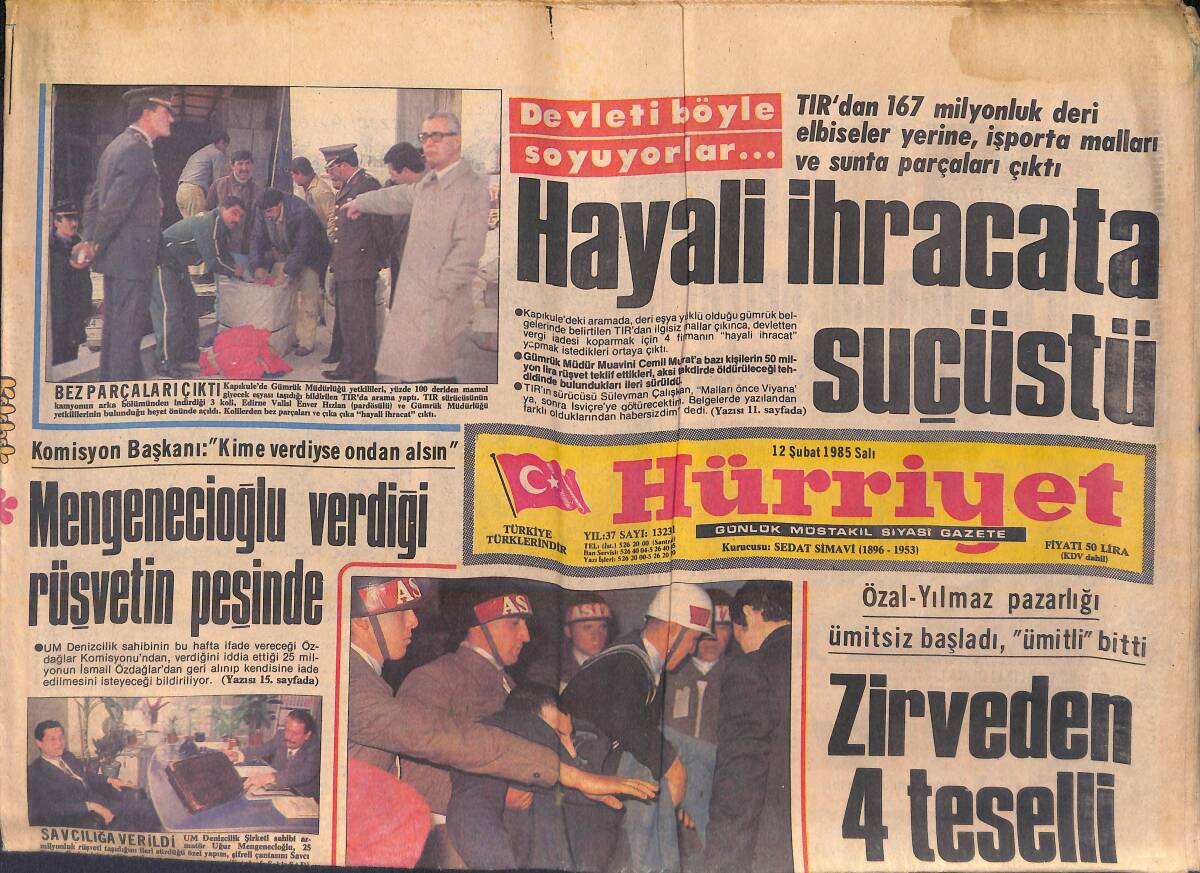 Hürriyet Gazetesi 12 Şubat 1985 - Galatasaray Camiasını Üzüntüye Boğan Bir Olayın İç Yüzü: Kaptan Fatih İçin İçin Ağladı GZ156012 - 1