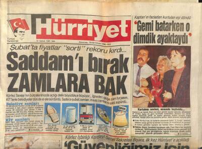 Hürriyet Gazetesi 12 Şubat 1991 - Korkak Kahramanlar * Rambo - Eastwood - Hülya Koçyiğit 27 Yıldır Sinemada GZ123068 - 1