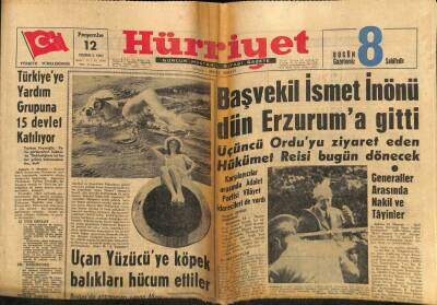 Hürriyet Gazetesi 12 Temmuz 1962 - Başvekil İsmet İnönü Dün Erzuruma Gitti GZ72618 - 1