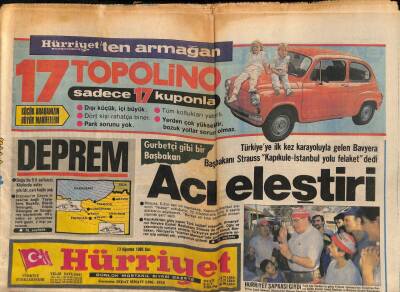 Hürriyet Gazetesi 13 Ağustos 1985 - Jumbo Jet Yere Çakıldı 524 Ölü GZ81631 - 1