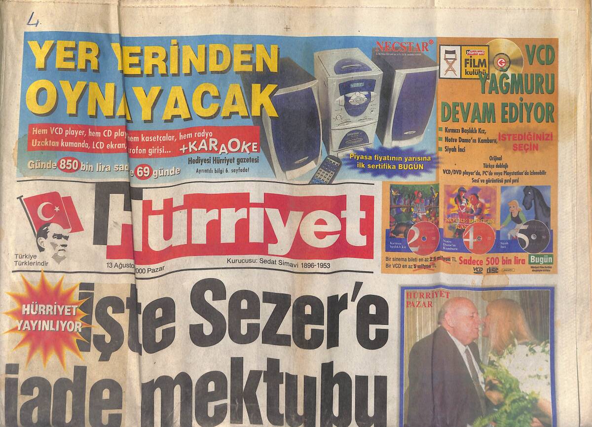 Hürriyet Gazetesi 13 Ağustos 2000 - Sibel Can'ın Miami'de Oğlu Oldu - Lale Manço : Barış Bamyayı Severdi Ben Ağzıma Koymam GZ152783 - 1