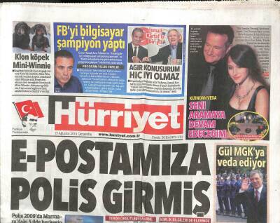 Hürriyet Gazetesi 13 Ağustos 2014 - THY Uçağına Ebola Paniği - Abdullah Gül MGKya Veda Ediyor GZ106906 - 1
