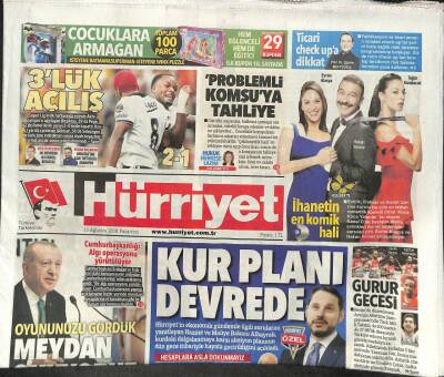 Hürriyet Gazetesi 13 Ağustos 2018 - Cumhurbaşkanlığı Algı Operasyonu Yürütülüyor GZ113036 - 1