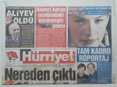 Hürriyet Gazetesi 13 Aralık 2003 - Nereden Çıktı Güneydoğu, Aliyev Öldü GZ52973 - 1