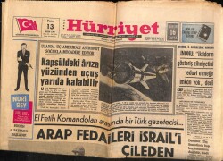Hürriyet Gazetesi 13 Ekim 1968 - Uzayda Üç Amerikalı Astronot Soğukla Mücadele Ediyor GZ72080 - 1