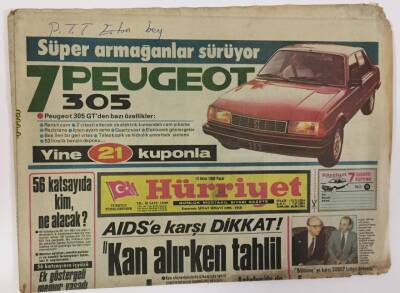 Hürriyet Gazetesi 13 Ekim 1985 - AIDSe Karşı Dikkat Kan Alırken Tahlil Şart GZ13117 - 1