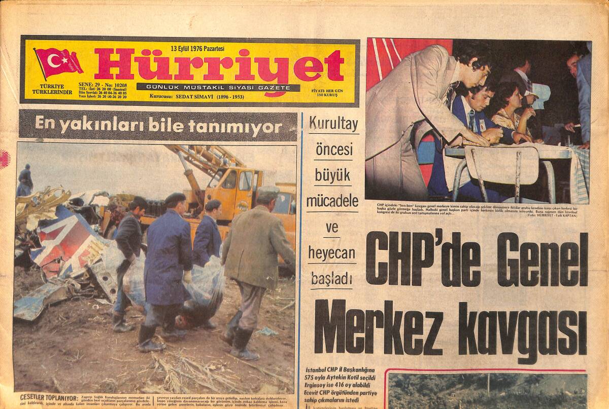 Hürriyet Gazetesi 13 Eylül 1976 - Hülya Koçyiğit 13 Yıl Sonra Tekrar Bademler Köyüne Gitti - CHP'de Genel Merkez Kavgası GZ158223 - 1