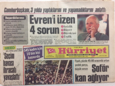 Hürriyet Gazetesi 13 Eylül 1983 - Evreni Üzen 4 Sorun,, Seçim Havası İhracatı Yavaşlattı GZ27445 - 1