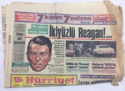 Hürriyet Gazetesi 13 Eylül 1984 - İkiyüzlü Reagan,Lozan Geçersizmiş!!! - GZ17752 - 2