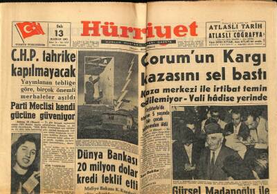 Hürriyet Gazetesi 13 Haziran 1961 - Dünya Bankası 20 Milyon Dolar Kredi Teklif Etti GZ68713 - 2