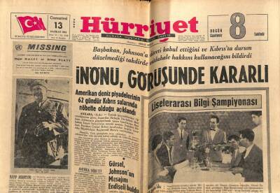 Hürriyet Gazetesi 13 Haziran 1964 - Gürsel , Johnsonun Mesajını Endişeli Buldu GZ91919 - 1