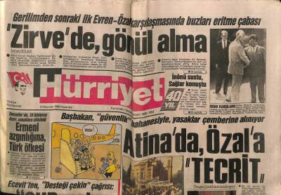 Hürriyet Gazetesi 13 Haziran 1988 - Atinada Özala Tecrit GZ64342 - 1