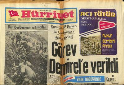 Hürriyet Gazetesi 13 Kasım 1973 - Görev Demirele Verildi GZ97476 - 1