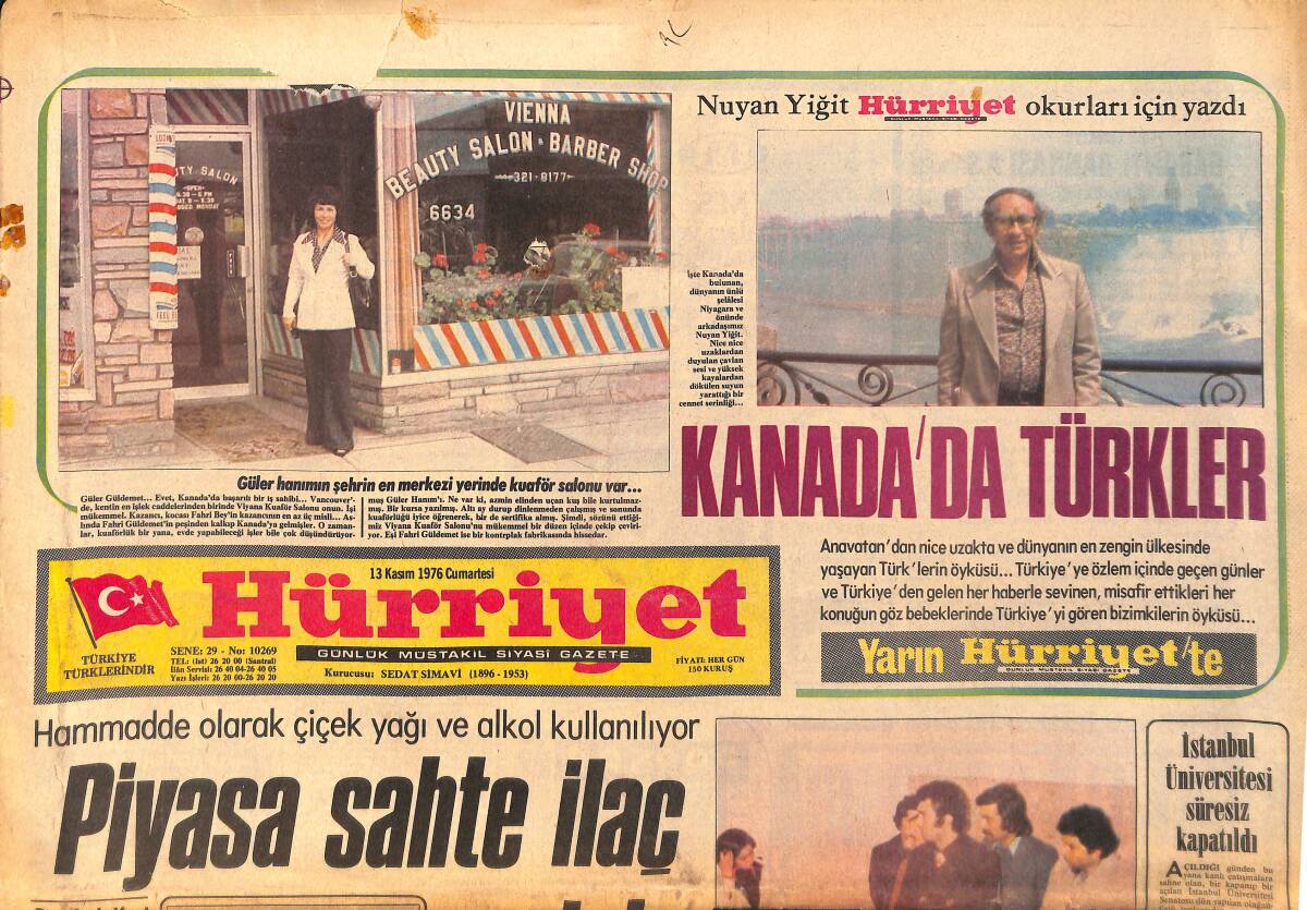 Hürriyet Gazetesi 13 Kasım 1976 - Güzide Kasacı, Kamil Sönmez, Mine Kürkçüoğlu, Anna Maria ve Ersen Bu Gece Ekrana Geliyor GZ158236 - 1