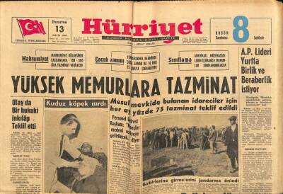 Hürriyet Gazetesi 13 Mayıs 1963 - Yüksek Memurlara Tazminat GZ65280 - 1