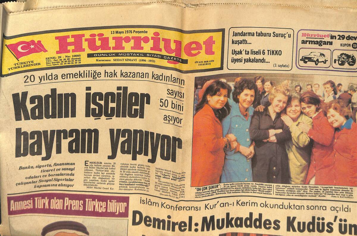 Hürriyet Gazetesi 13 Mayıs 1976 - Demirel : Mukaddes Kudüs'ün Statüsü Değişemez - Trabzon'a Kupa Yolu Açılıyor GZ133943 - 1